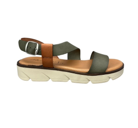 Γυναικεία σανδάλια flatform δέρμα ανατομικά smart steps 125-oliva/cuero