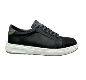 Sneakers ανδρικα δερματινα smart steps 605 10-65-μαυρο