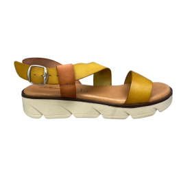 Γυναικεία σανδάλια flatform δέρμα ανατομικά smart steps 125-mostaza/tostado