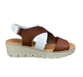 Γυναικείο πέδιλο δέρμα ανατομικό smart steps 23530 blanco/cuero