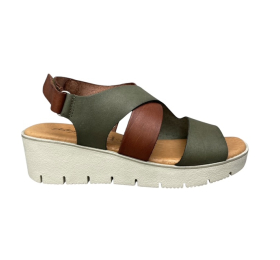 Γυναικείο πέδιλο δέρμα ανατομικό smart steps 23530 oliva/cuero