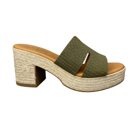 Γυναικείες παντόφλες δερμα ανατομικές studio scarpe spain SF-133694-TREBOL/OLIVA
