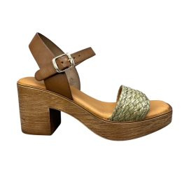 Γυναικείο πέδιλο δερμα ανατομικό studio scarpe spain SF-37493-KHAKI/CAFFE