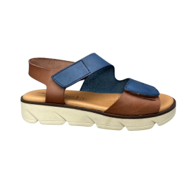 Γυναικεία σανδάλια flatform δέρμα ανατομικά smart steps 23789-JEANS