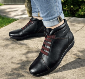 SOFTIES SHOES ΔΕΡΜΑΤΙΝΑ  ΜΠΟΤΑΚΙΑ  ΑΝΑΤΟΜΙΚΑ 7838/1030-ΜΑΥΡΟ