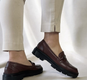 Loafers leather smart steps sally02-caffe
