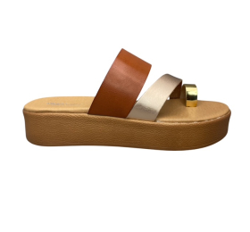 Παντόφλες γυναικείες flatform smart steps 32571-ΤΑΜΠ/ΧΑΛ/ΧΡΥ